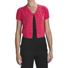 August Silk Flyaway Crop Cardigan Sweater - Short Sleeve (For Women) in Island Strawberry - Closeouts
