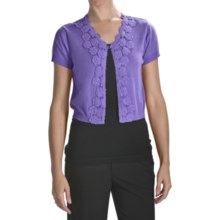 August Silk Flyaway Crop Cardigan Sweater - Short Sleeve (For Women) in Lily Lavender - Closeouts