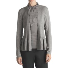 August Silk Flyaway Peplum Cardigan Sweater - Cotton-Modal (For Women) in Grey - Closeouts