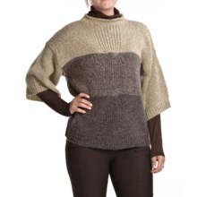 August Silk Funnel Neck Sweater - 3/4 Sleeve (For Women) in Brown Multi Marl - Closeouts