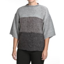 August Silk Funnel Neck Sweater - 3/4 Sleeve (For Women) in Grey Multi Marl - Closeouts