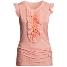 August Silk Jersey Knit Shirt - Georgette Trim, Sleeveless (For Women) in Magical Rose - Closeouts