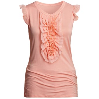 August Silk Jersey Knit Shirt - Georgette Trim, Sleeveless (For Women) in Magical Rose