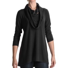 August Silk Knit Shirt with Infinity Scarf - 3/4 Sleeve (For Women) in Black - Closeouts