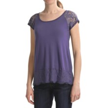 August Silk Lace Trim Shirt - Short Sleeve (For Women) in Desert Twilight - Closeouts