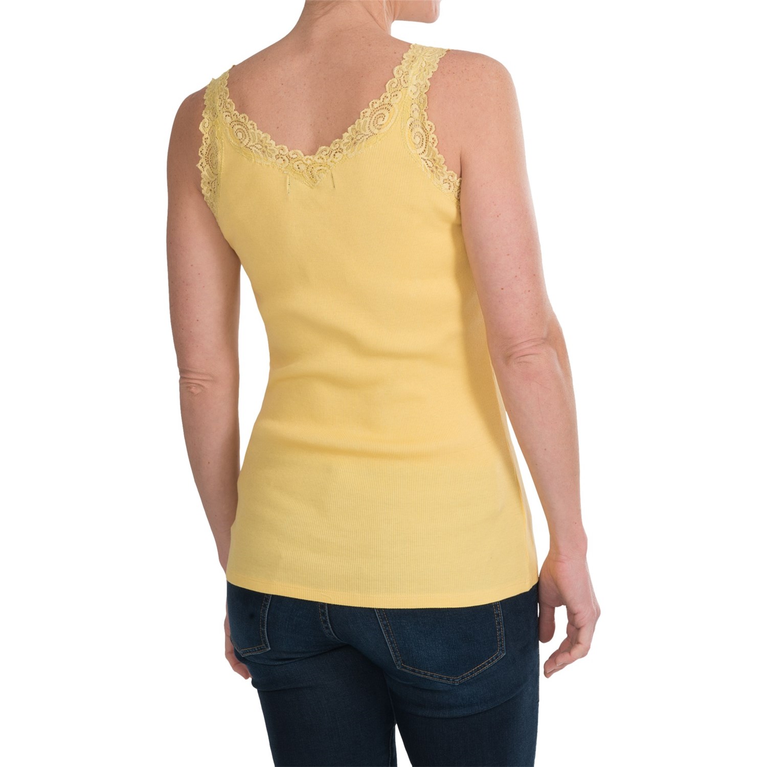 6815m 2 August Silk Lace Trimmed Tank Top V Neck Cotton For Women