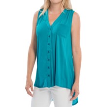 August Silk Modern Hybrid Hi-Lo Hem Shirt - Sleeveless (For Women) in Azule - Closeouts