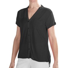 August Silk Modern Hybrid Tunic Shirt - Short Sleeve (For Women) in Black - Closeouts