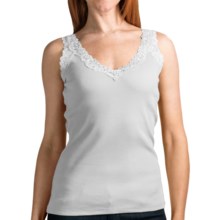 August Silk Options Lace Trim Camisole - V-Neck (For Women) in White - Overstock