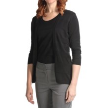 August Silk Ottoman Texture Knit Cardigan and Shell Set - 3/4 Sleeve (For Women) in Black - Closeouts