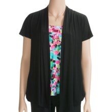 August Silk Paradise Spots Shirt - Cardigan, Short Sleeve, (For Women) in Black - Closeouts