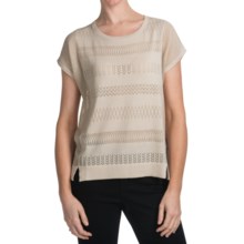 August Silk Pointelle Mesh Shirt - Cotton-Modal, Short Sleeve (For Women) in Ash Blonde - Closeouts