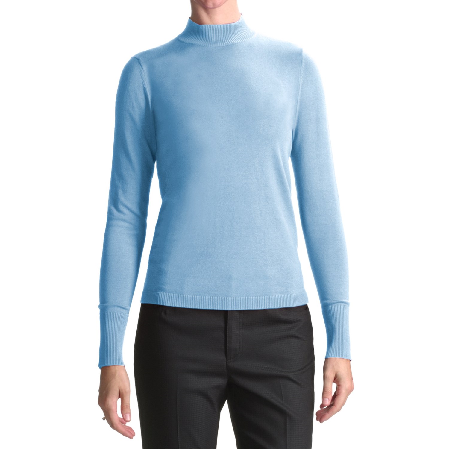 blue turtleneck long sleeve