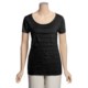 August Silk Ruffle Front Shirt - Scoop Neck, Short Sleeve (For Women)