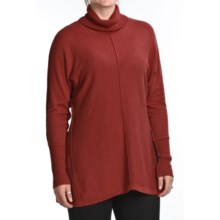 August Silk Shark Bite Turtleneck Tunic - Cotton-Rich, Long Sleeve (For Women) in Brick Red - Closeouts