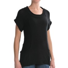 August Silk Tape Yarn Tunic Shirt - Short Sleeve (For Women) in Black - Closeouts