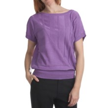 August Silk Textured Stripe Sweater - Cotton-Modal, Short Sleeve (For Women) in Senorita Lavender - Closeouts
