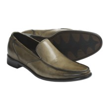 Auri Marcus Venetian Shoes - Leather, Slip-Ons (For Men) in Grey Burnished Leather - Closeouts
