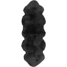 Auskin Sheepskin Longwool Double Pelt Runner in Black - Overstock