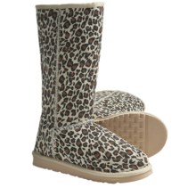 Aussie Dogs Leopard Shearling Boots (For Women) in Natural - Closeouts