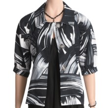 Austin Reed Black Label Linen Jacket - Brushstroke (For Women) in White/Black - Closeouts