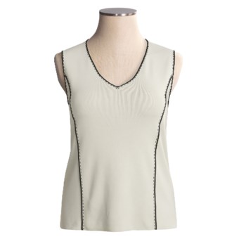Austin Reed Knit V-Neck Shirt - Plus Size, Sleeveless (For Women) in Stone Grey