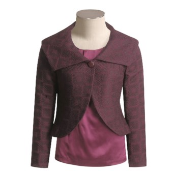 Austin Reed Square-Weave Jacket - Portrait Collar (For Women) in Deep Bordeaux