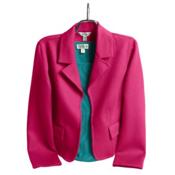 Austin Reed Wool Plush Jacket - Notch Collar (For Women) in Hot Pink