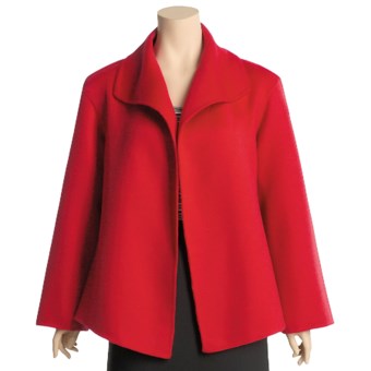 Austin Reed Wool Plush Wrap Jacket - Open Front (For Women) in Cherry