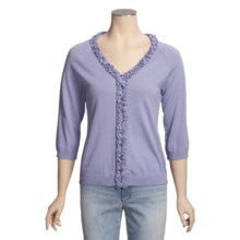 Avalin Cotton Cardigan Sweater - V-Neck, Ruffles (For Women) in Lavener - Closeouts