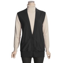 Avalin Deep V-Neck Cardigan Sweater - Cotton-Cashmere, Sleeveless (For Women) in Black - Closeouts