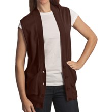 Avalin Deep V-Neck Cardigan Sweater - Cotton-Cashmere, Sleeveless (For Women) in Chocolate - Closeouts