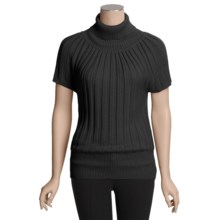 Avalin Ribbed Turtleneck Sweater - Short Sleeve (For Women) in Black - Closeouts