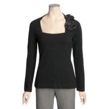 Avalin Square Neck Sweater - Rosette Detail (For Women) in Black - Closeouts