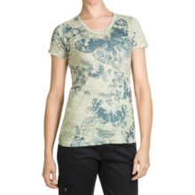 Aventura Clothing V-Neck Burnout T-Shirt - Short Sleeve (For Women) in Icy Green Butterfly - Closeouts