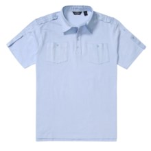 Backstage Cotton Polo Shirt - Woven Twill Trim, Short Sleeve (For Men) in Sky Blue - Closeouts