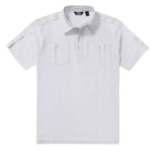 Backstage Cotton Polo Shirt - Woven Twill Trim, Short Sleeve (For Men) in White - Closeouts