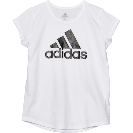 Adidas Badge of Sport T-Shirt - Short Sleeve (For Big Girls) - WHITE (S )