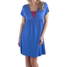 Bamboo Dreams® by Yala Bradshaw Dress - Gathered Empire Waist, Short Sleeve (For Women) in Pacific - Closeouts