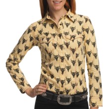 Barn Fly Trading Print Shirt - Long Sleeve (For Women) in Wheat Buffalo Skull - Closeouts