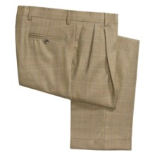 Barry Bricken Multi Windowpane Cuffed Dress Pants - Wool (For Men) in Tan - Closeouts