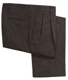 Barry Bricken Sharkskin Dress Pants - Stretch Wool, Double-Reverse Pleats (For Men) in Brown - Closeouts