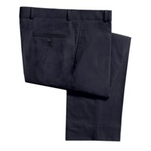 Barry Bricken Striated Gabardine Dress Pants - Wool, Flat Front (For Men) in Navy - Closeouts