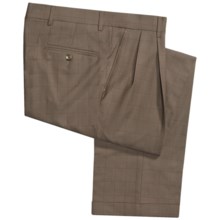Barry Bricken Windowpane Pants - Double-Reverse Pleats, Cuffed (For Men) in Taupe/Rust/Brown - Closeouts