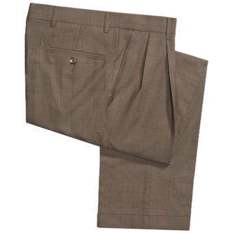 Barry Bricken Windowpane Pants - Double-Reverse Pleats, Cuffed (For Men) in Taupe/Rust/Brown