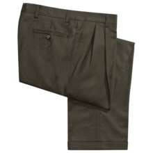Barry Bricken Wool Gabardine Pants - Pleats, Cuffs (For Men) in Dark Olive - Closeouts