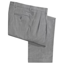 Barry Bricken Wool Gabardine Pants - Pleats, Cuffs (For Men) in Light Grey - Closeouts