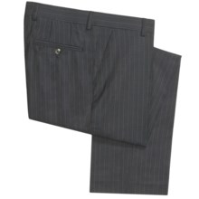 Barry Bricken Wool Pinstripe Pants - Flat Front (For Men) in Charcoal/Blue - Closeouts