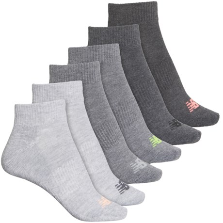 New Balance Basic Active Cushion Socks - 6-Pack, Quarter Crew (For Women) - GREY (M )