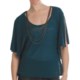 Batwing Sweater - Attached Chain Detail, Short Sleeve (For Women)